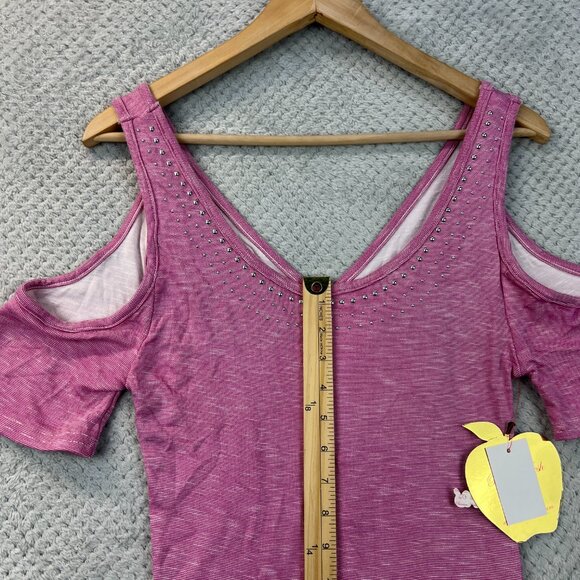 Vintage Apple Bottom Womens Bodycon Dress Pink Cold Shoulder Sz Med Y2K - Picture 6 of 15